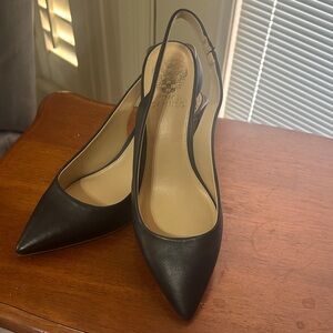Vince Camuto Black Pointed Toe Slingback Heels
